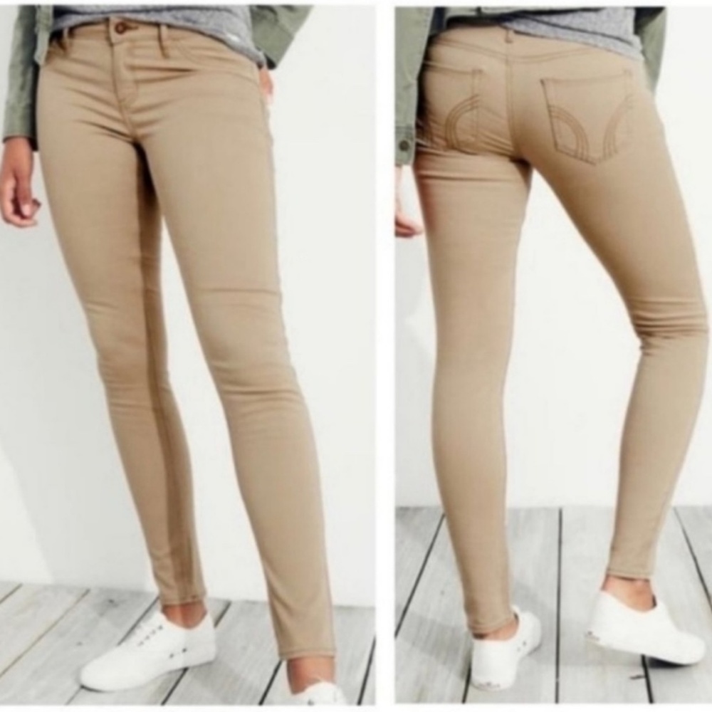 Hollister High Rise Supper Skinny Pants Womens 27 Khaki Preppy Twee